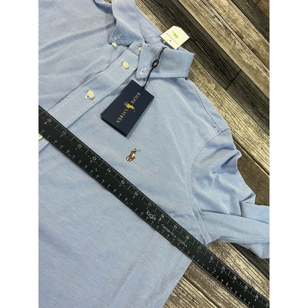 NWT Polo Ralph Lauren CLASSIC BLUE KNIT OXFORD Shirt Men's XL Flesh Polo Pony - Picture 3 of 5